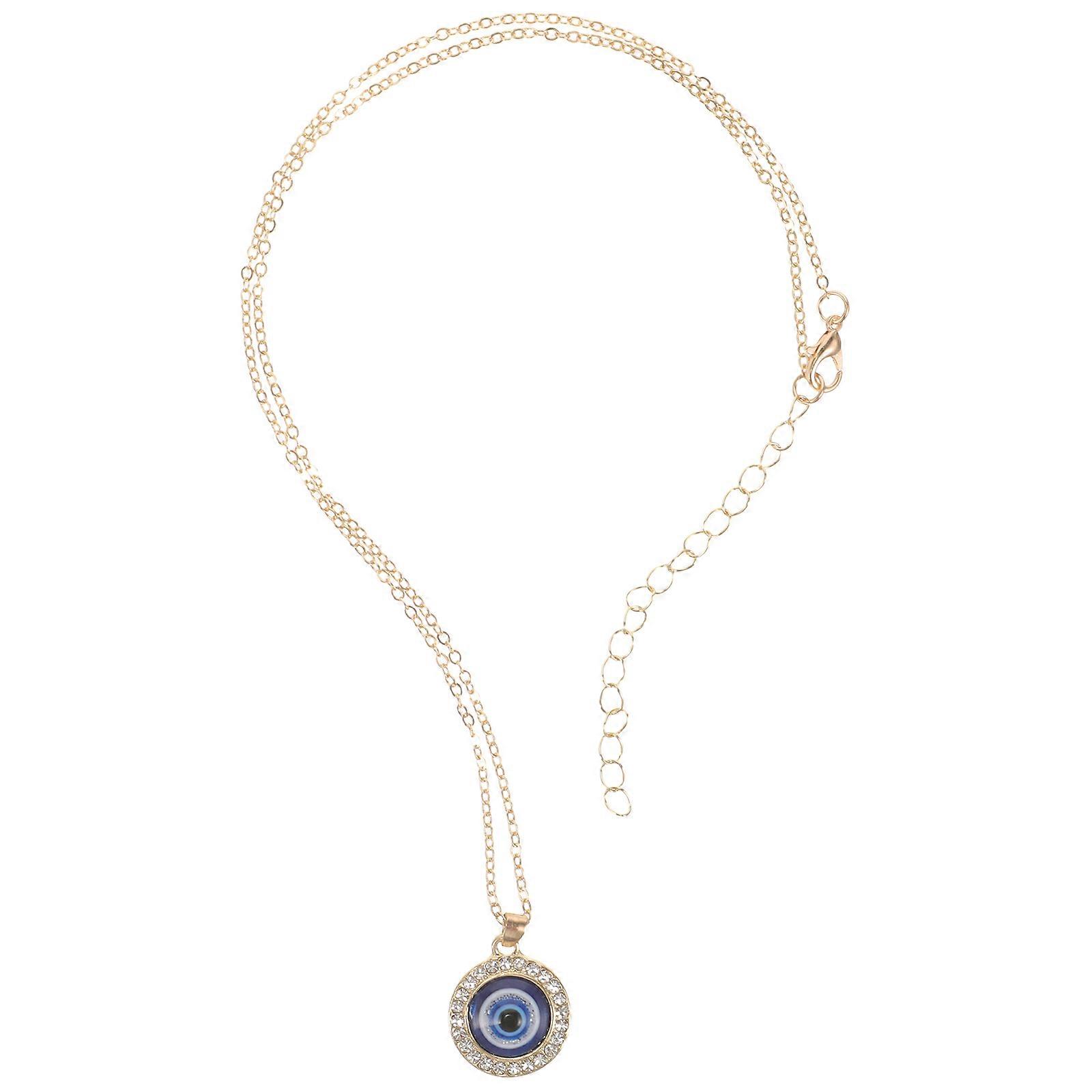 Dainty Evil Eye Necklace Decorative Pendant Necklace Women Appearance Blue Color Alloy Material 1Set