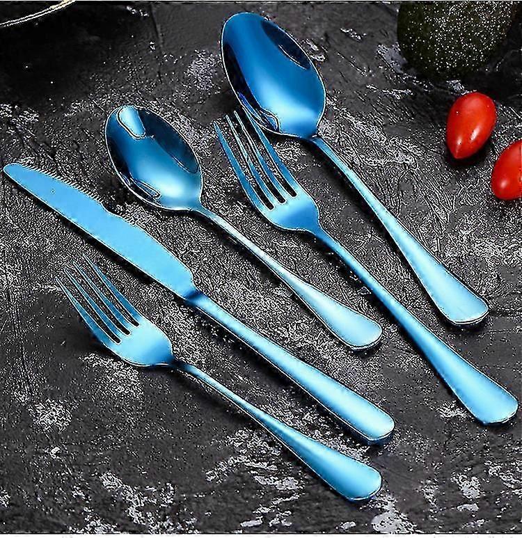Titanbeschichtetes Edelstahlbesteck-Set, 1set-BLUE