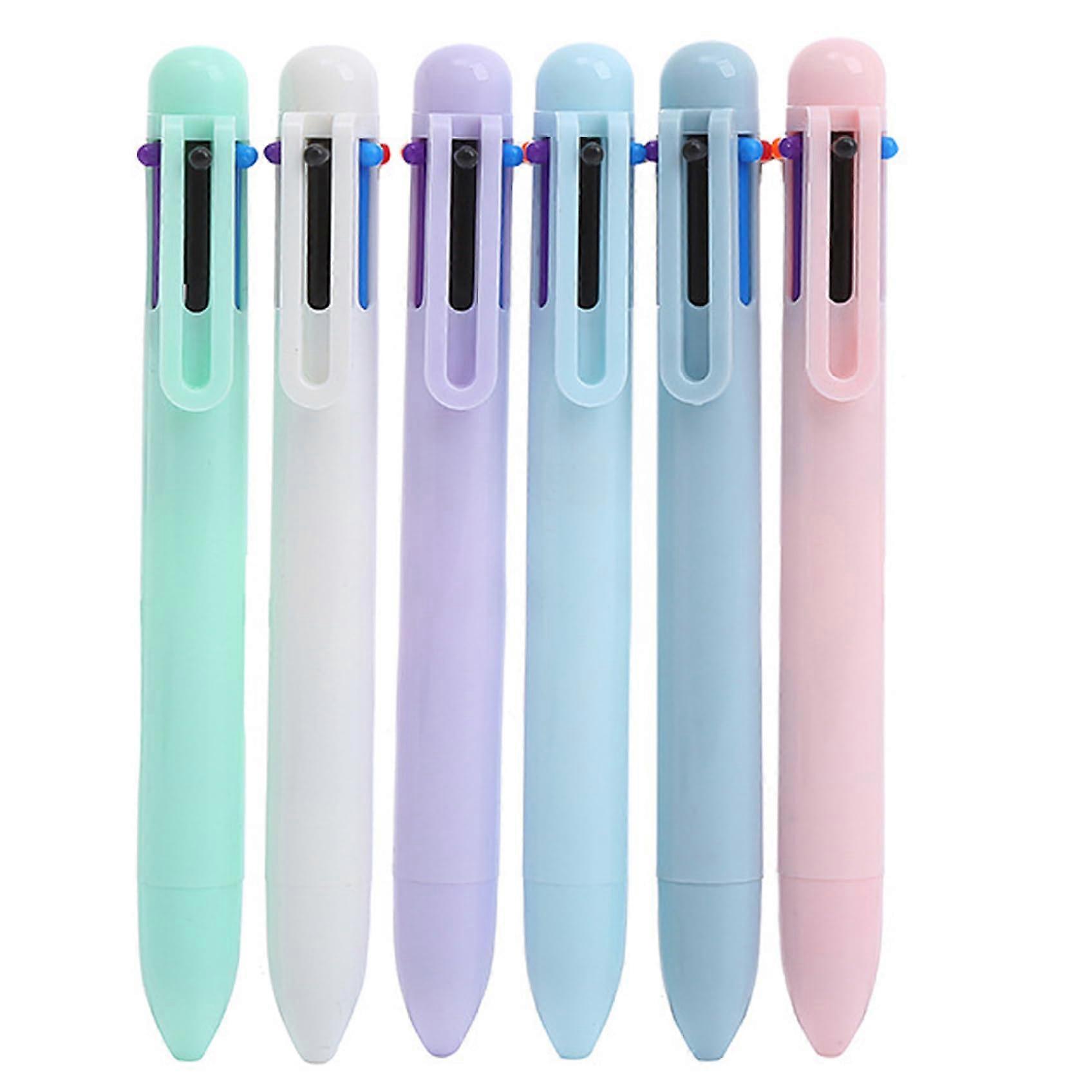 6pcs 6 in 1 Multicolor Retractable 0.5mm Fine Point Pens for School Office and Nurses