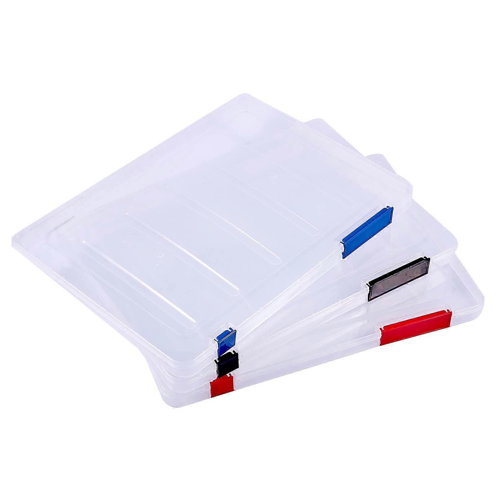 3Colour Office Supplies, Transparent A4 File Box for Storing Books, Paper