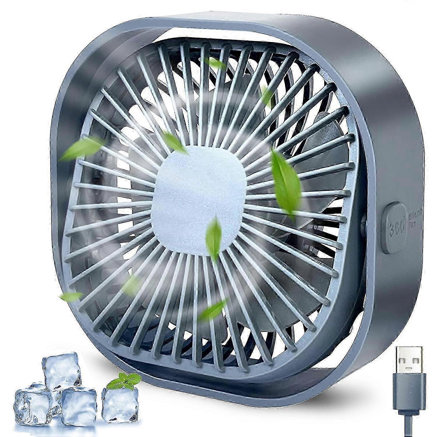 Schreibtischventilator Tragbarer Ventilator, USB-Lüfter Leiser leistungsstarker persönlicher Ventilator, 3-Geschwindigkeits-Mini-Desktop-Lüfter-Kühlung Schreibtischventilator USB für Home-Office-Bett