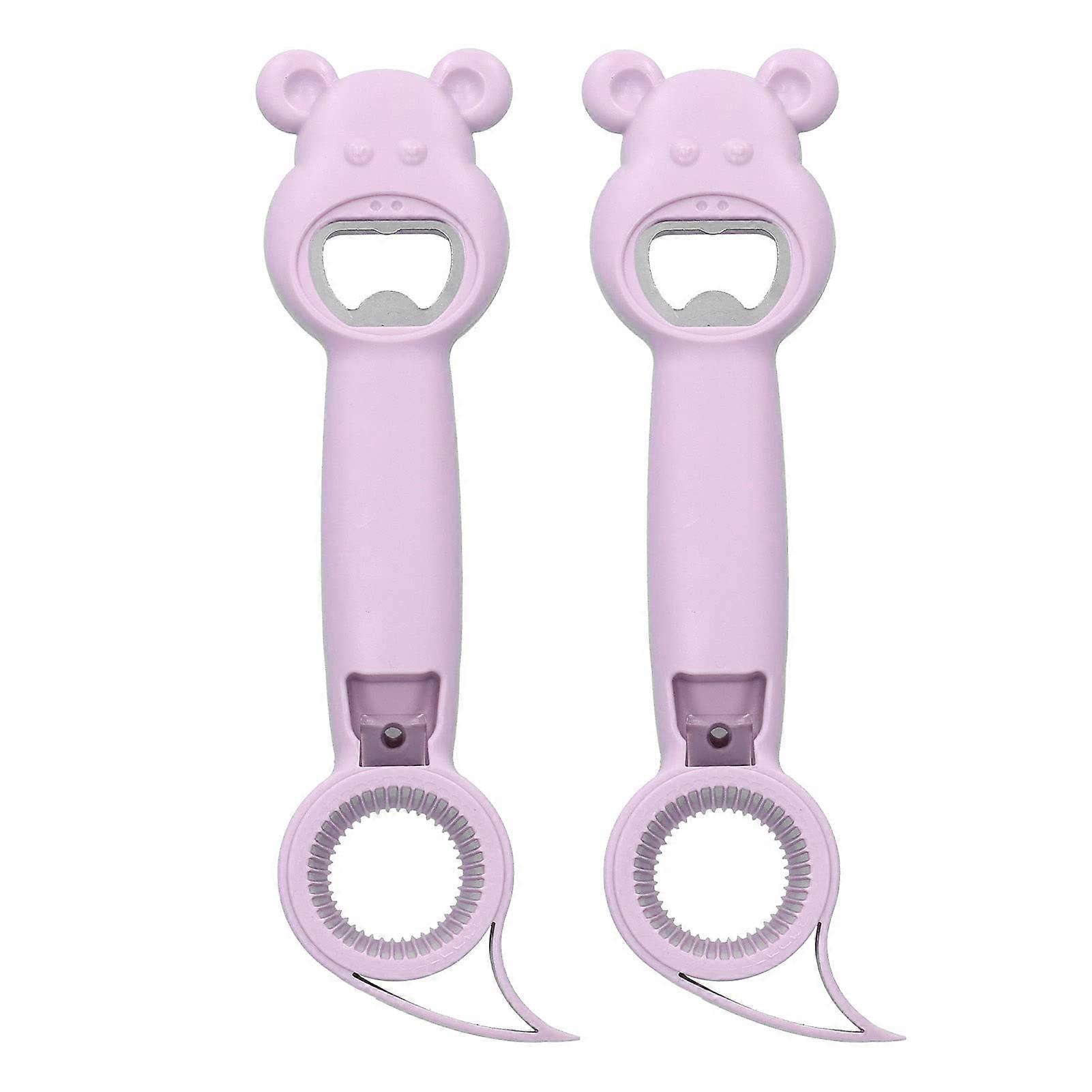 2 x 4 Portable Manual Can Opener Stainless Steel for Beer Bottles and Cans Easy to Store Purple Design