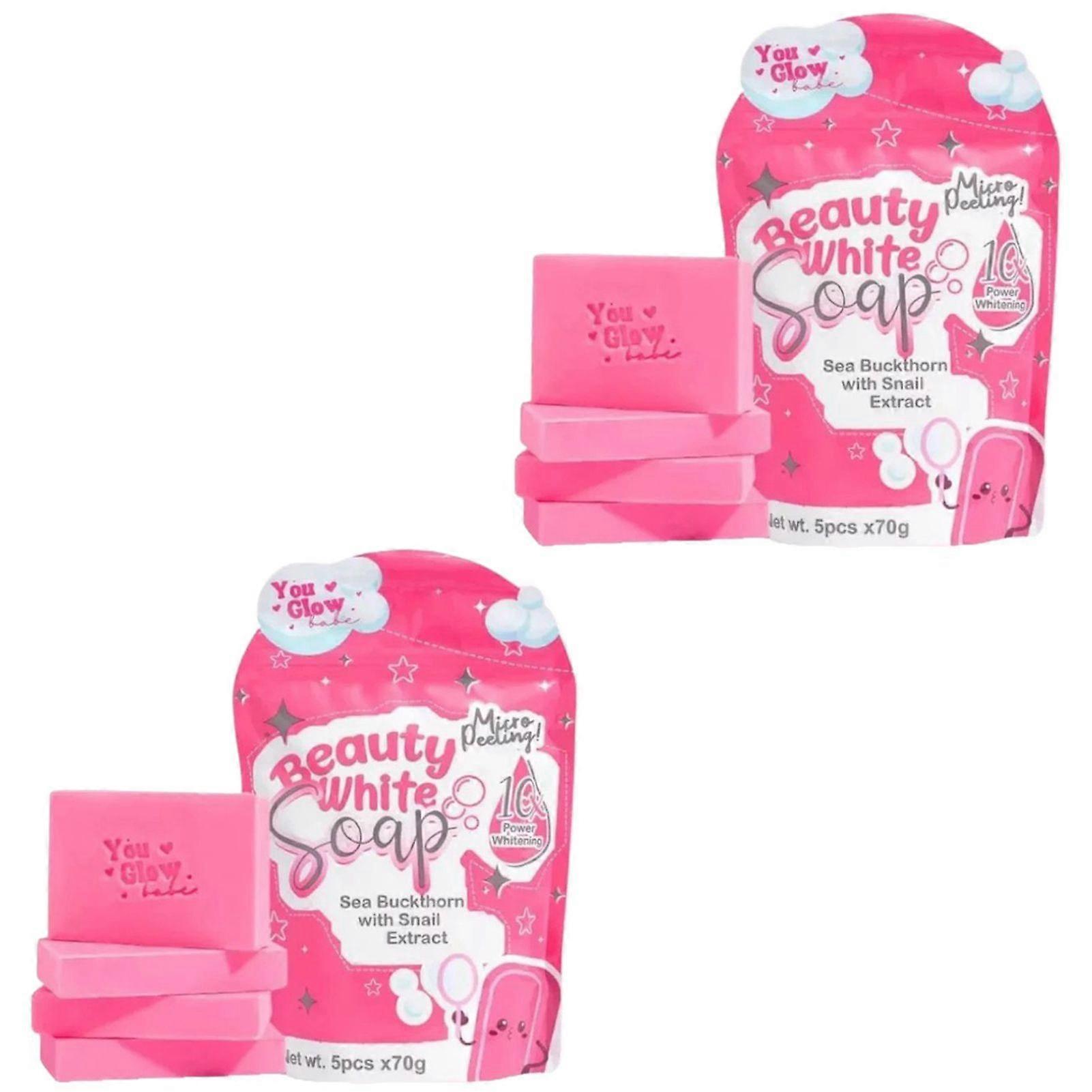 Beauty White Soaps with Sea Buckthorn Snail-Extract Hydrating Cleansing Bar for All Skin Types Family Use