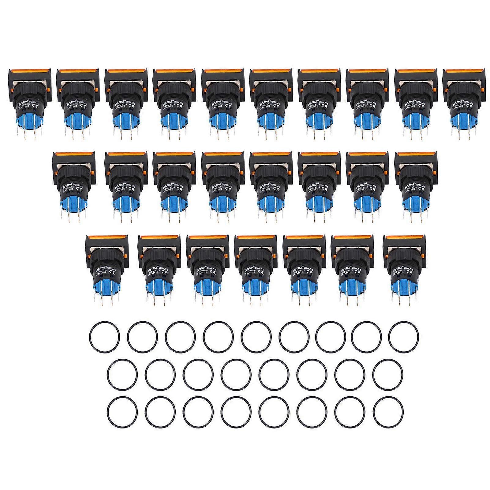 25PCS Self Locking Push Button Switch Rectangular Industrial Push Switch for Relay AC DC24V 5A