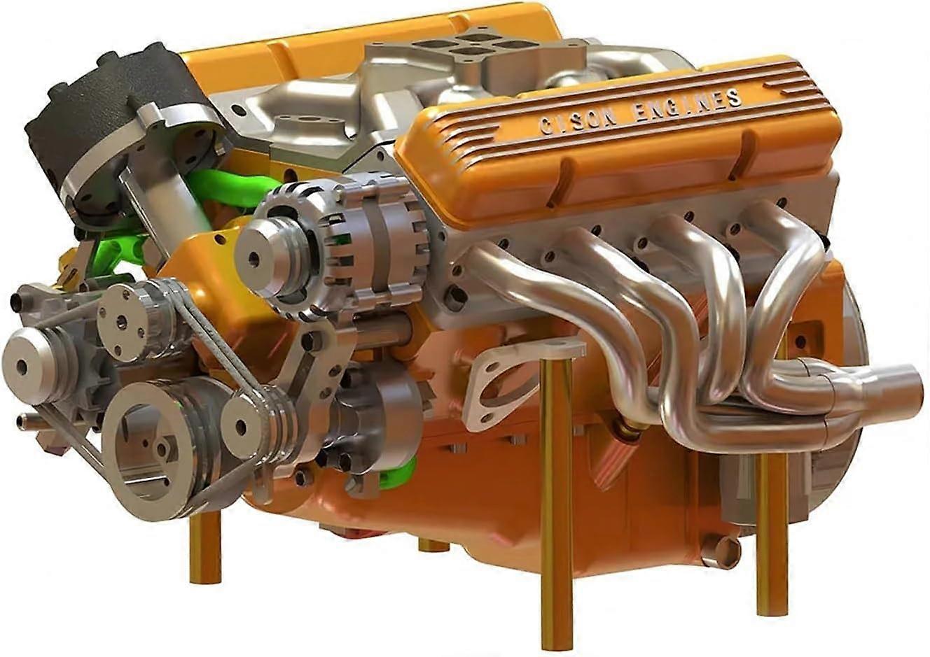 V8 Small Block Engine Model Kits, CISON 44CC 1/6 Scale WaterCooled OHV 4Stroke (Orange)