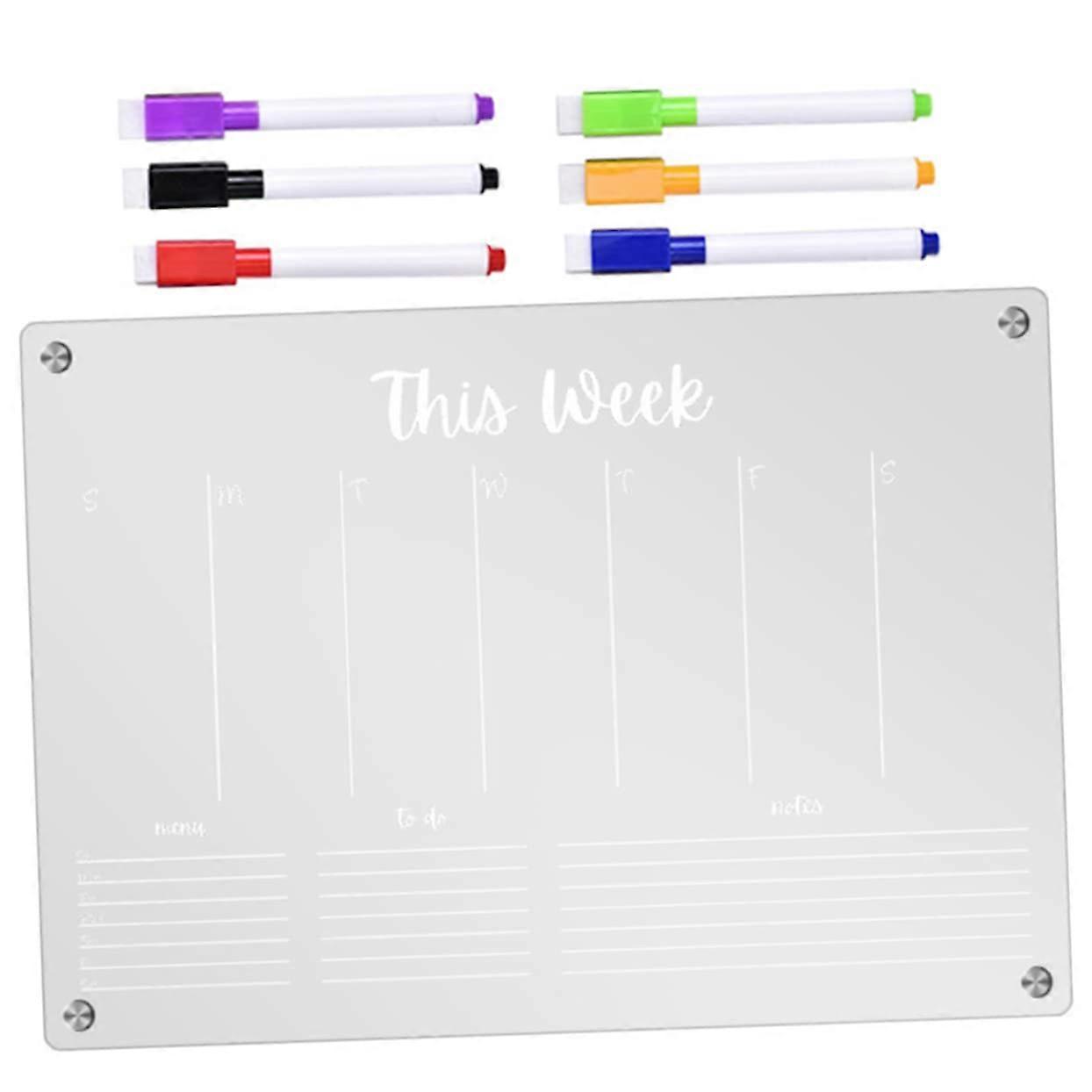 1 Set Magnetic Notice Board Erasable LED Week Weekly Large Acrylic Calendar Write Board Magnetic Whiteboard Sticker Reminder Transparent