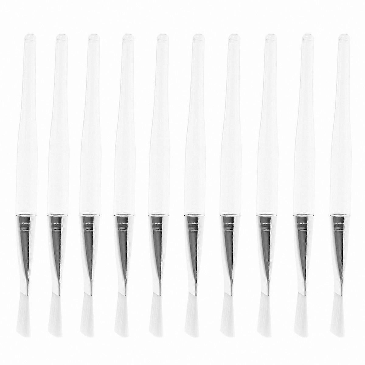 10-Pack Transparent Crystal Handle Synthetic Face Mask Applicator Brushes for DIY Masks or Skincare Routine (Pink Storage Bag)