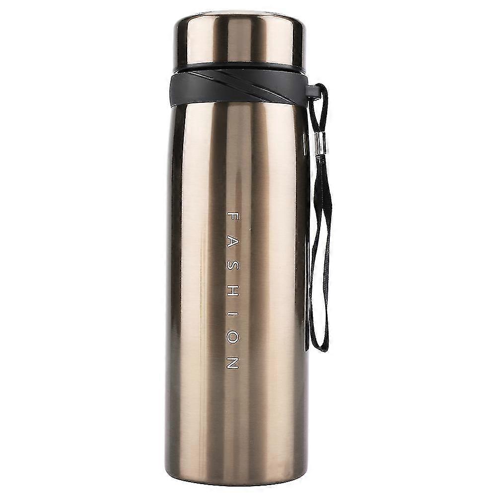 Bouteille d’eau isolée sous vide en acier inoxydable de 900 ml et tasse de voyage - Récipient à boisson doré pour une utilisation en extérieur
