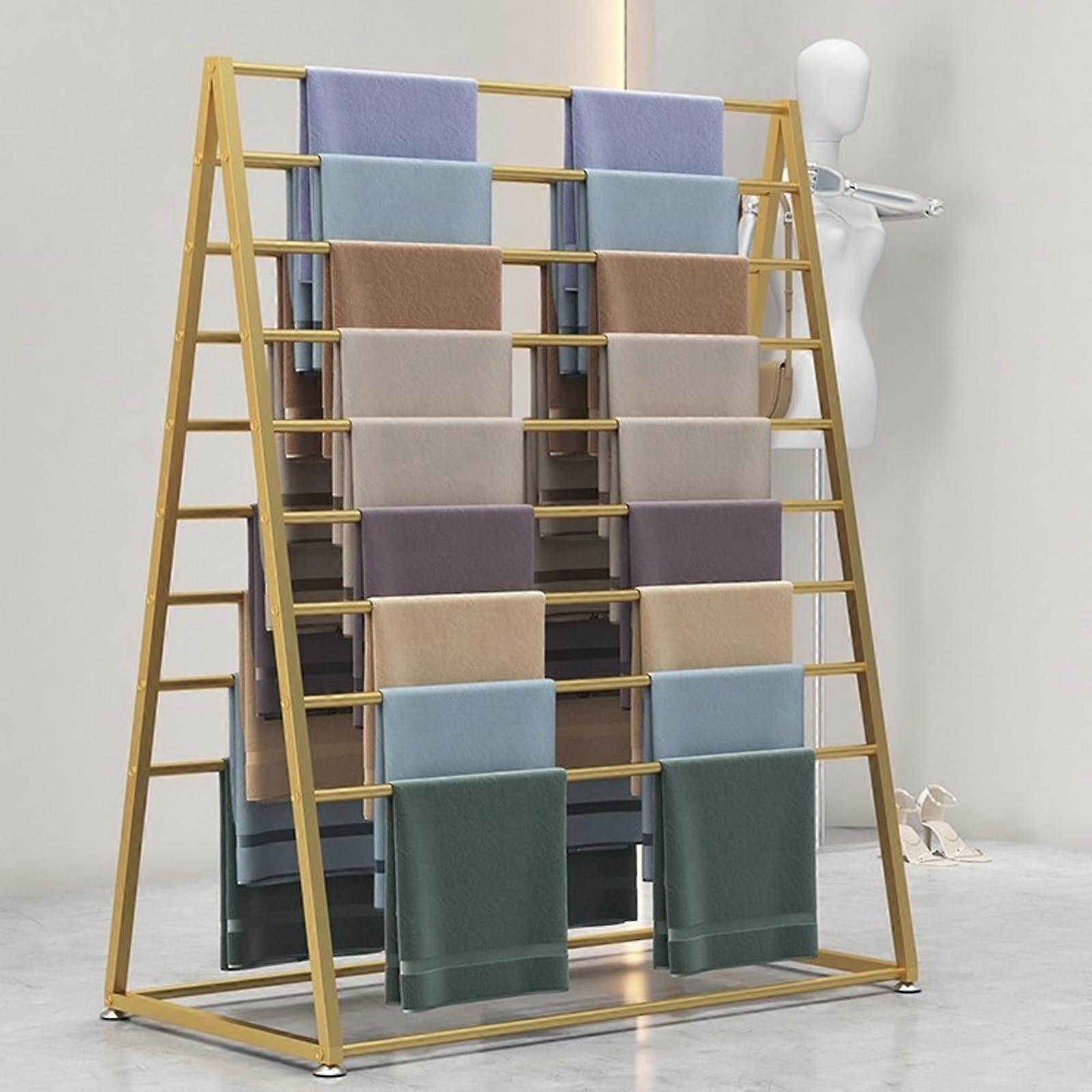 Doublesided metal scarf rack – stylish gold finish, 60 x 146 cm