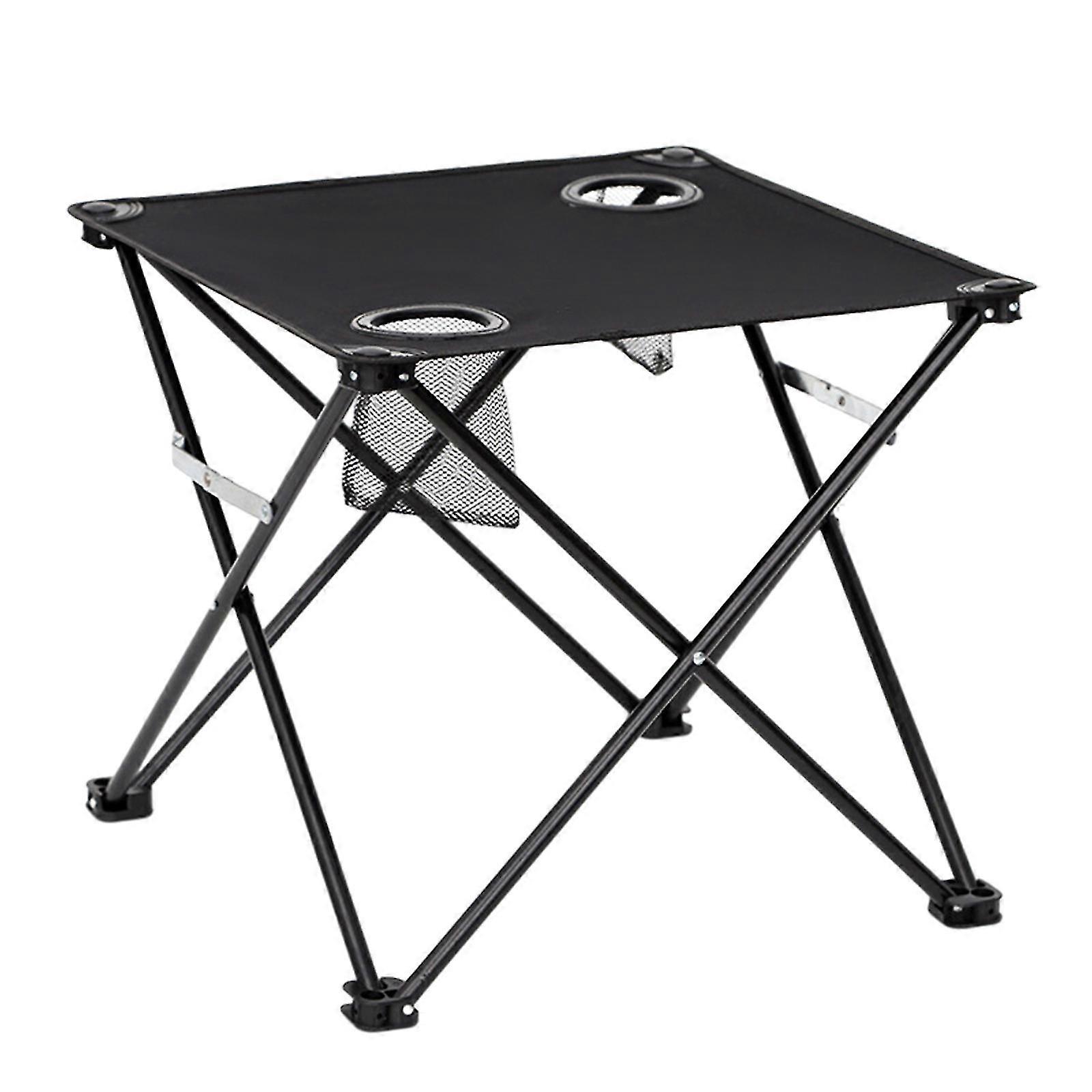 2025 Black Folding Camping Table Beach Table Lightweight Folding Tail Table With 2 Cup Holders And Handbag Suitable For Camping Beach Fishing Bonfire