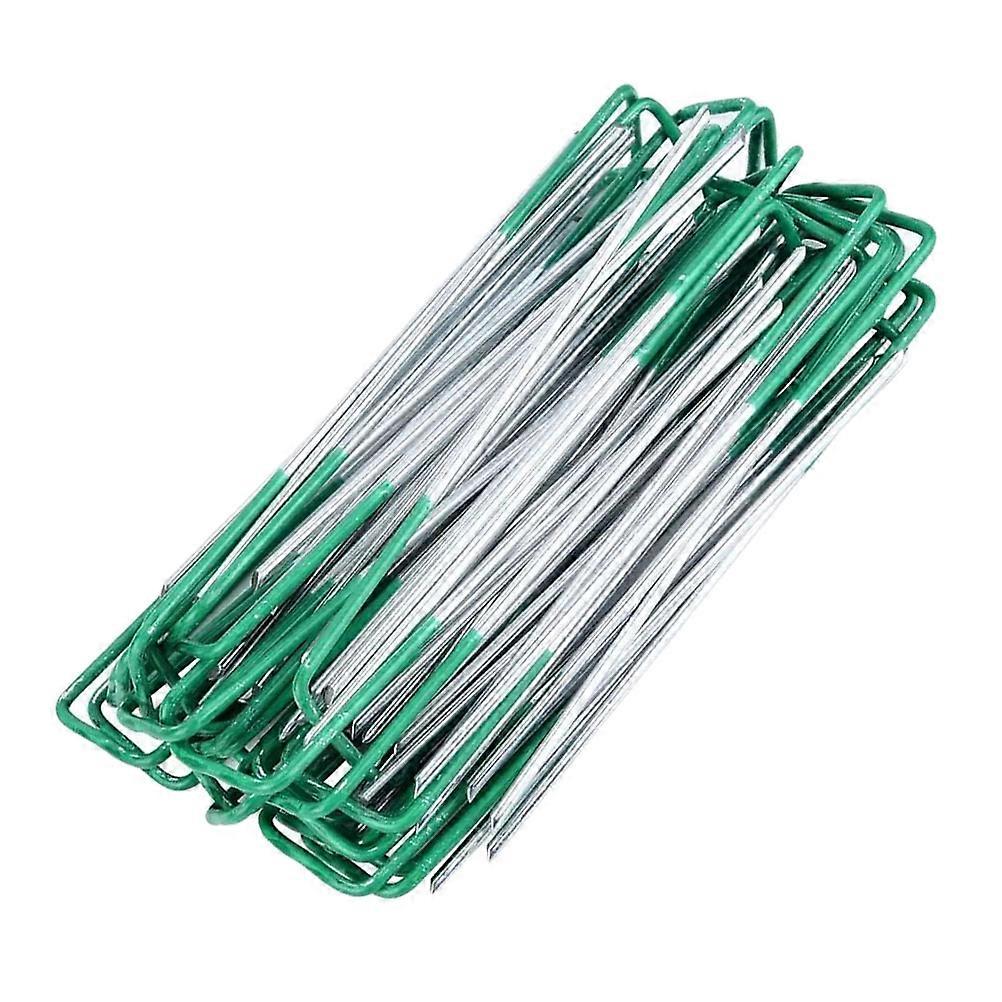 20Pcs U Shaped Garden Nails for Tent Fixing Lawn Stake Sod Nail Green