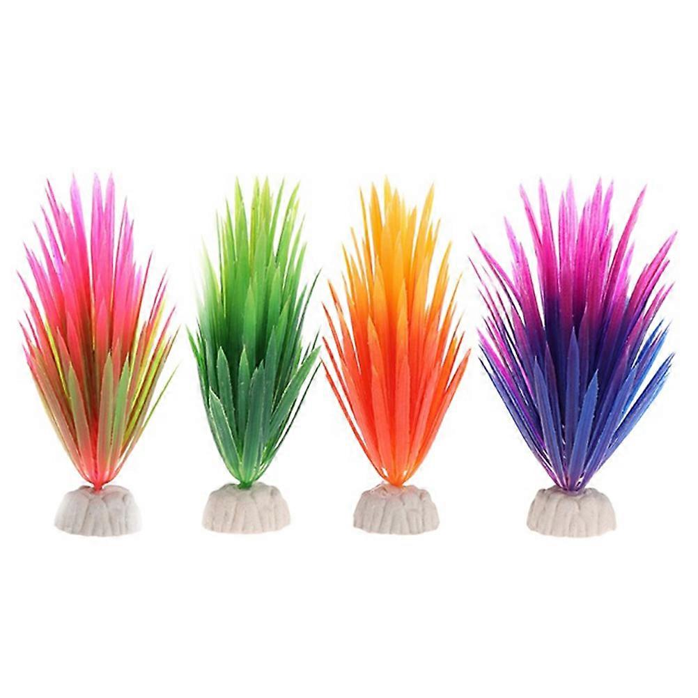 Artificial Plants for Decoration Look Realistic and Natural 4 Pcs Plastic Fish Tank Plants Assorted