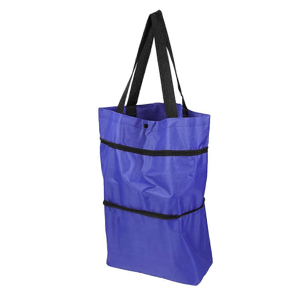 Collapsible Shopping Cart Foldable Trolley Bag Lightweight For Men Women Teens Compact When Folded Blue 1Pack
