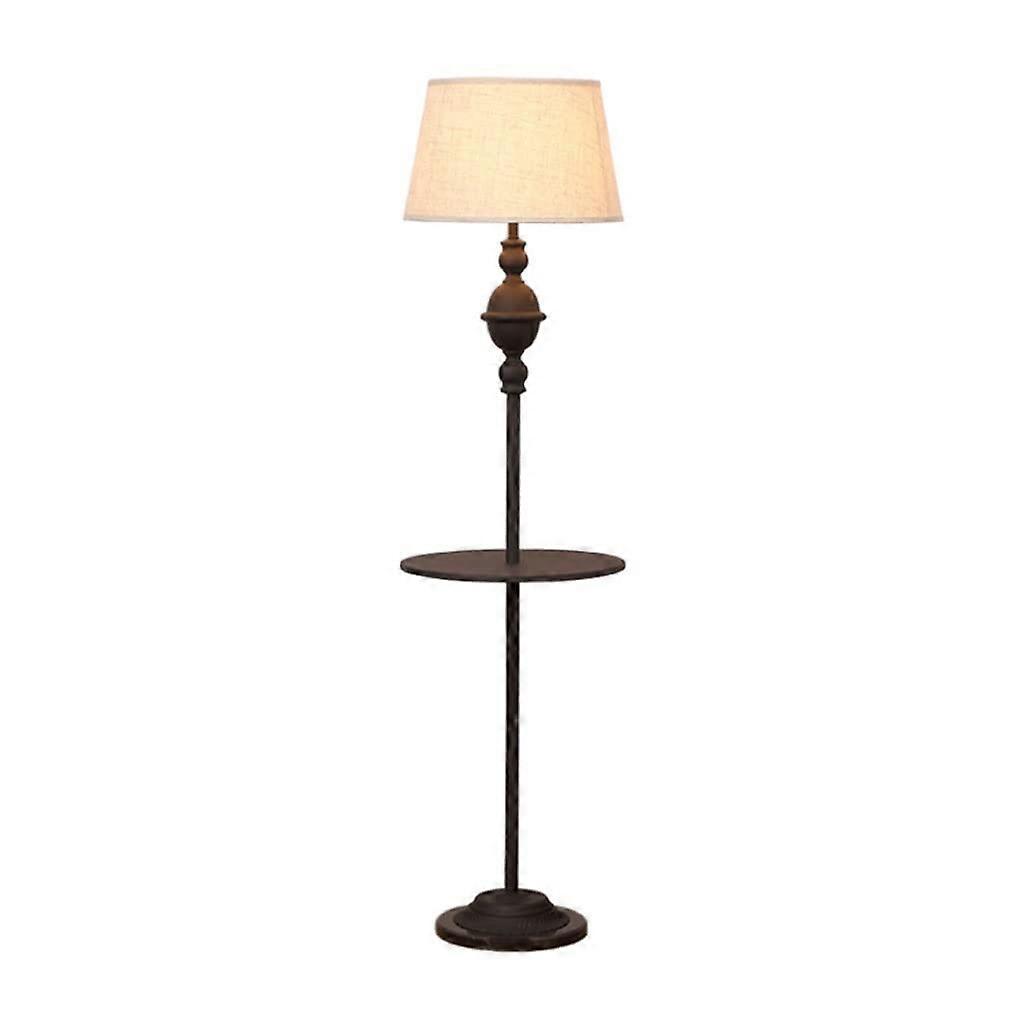 Standing Tall Lamps American Iron Floor Lamp with Shelves Fabric Lampshade (Color: Remote Control)