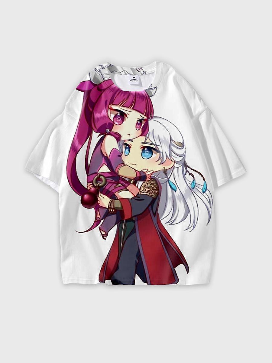 T-shirt round neck Character Pattern loose short sleeve P3370