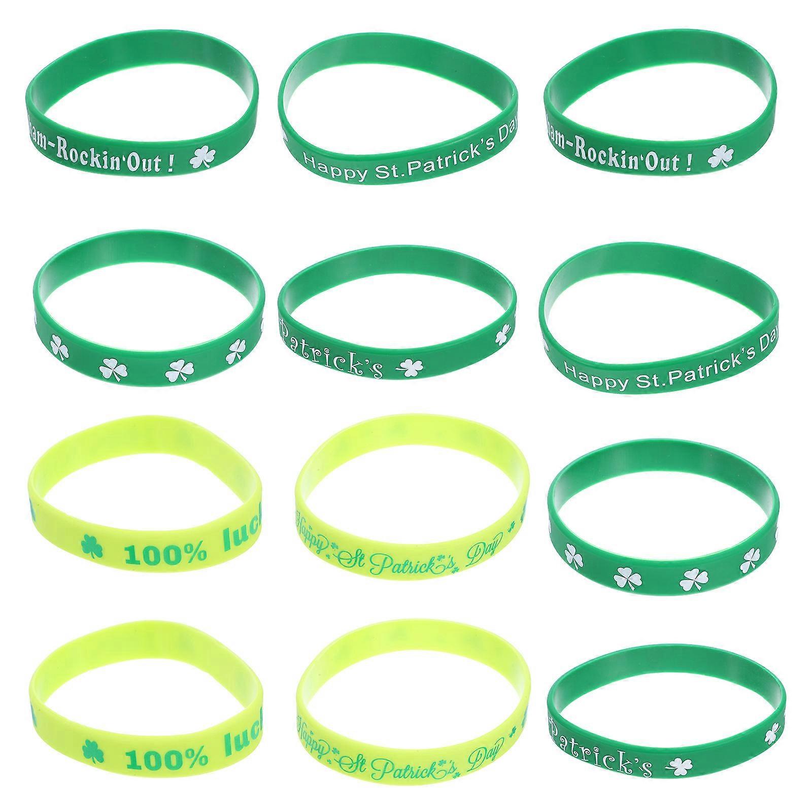 Event Wristbands Bulk Silicone Wristbands Round Shape Comfortable To Wear For Long Time Green 12Pcs