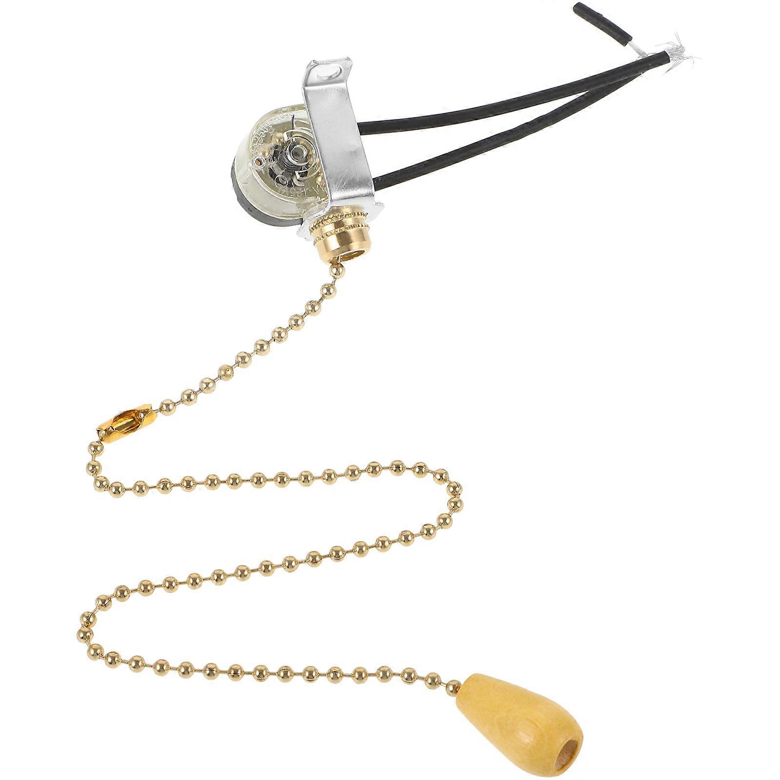 Golden Pull Chain Light Switch for Bathroom with Wood and Iron Material Efficient and Durable Widely Used for Display 1 Piece