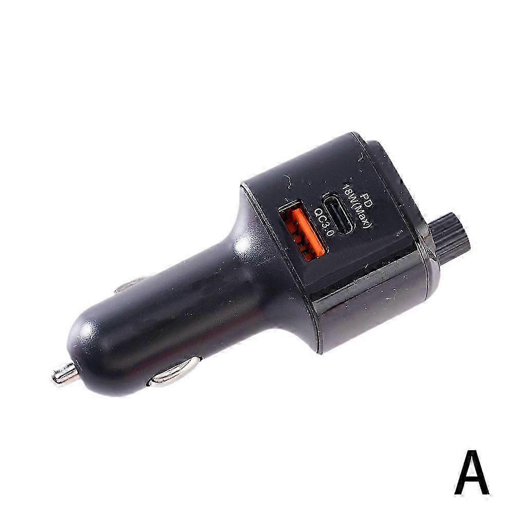 Bluetooth 5.0 car FM transmitter, QC3.0+Type-C wireless PD B Black 1pcs