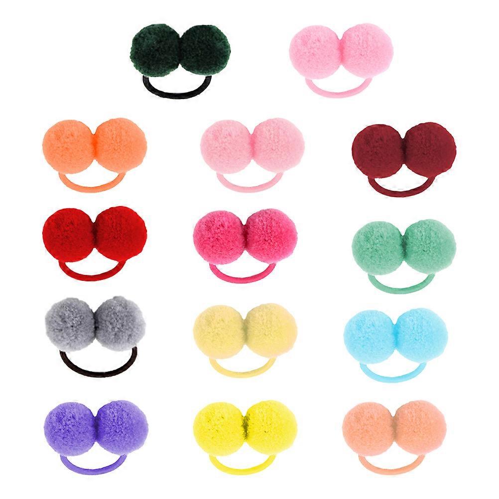 14pcs Plush Ball Hair Bands Elastic Ponytail Holders for Versatile Hair Accessories for Boys – Ideal for Parties, Daily Wear & Festivals