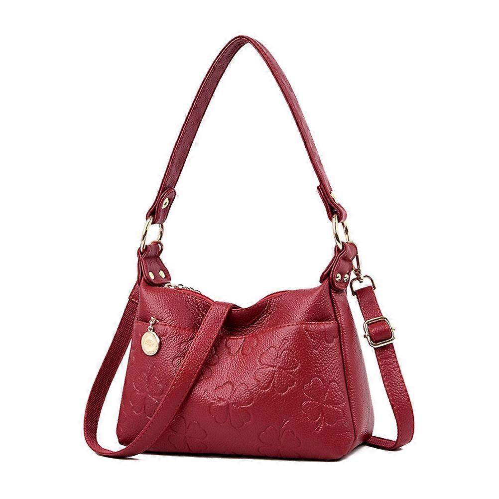 Practical Travel Use Women's Crossbody Bag Red Large Capacity Design With Classic Zippers 1Set