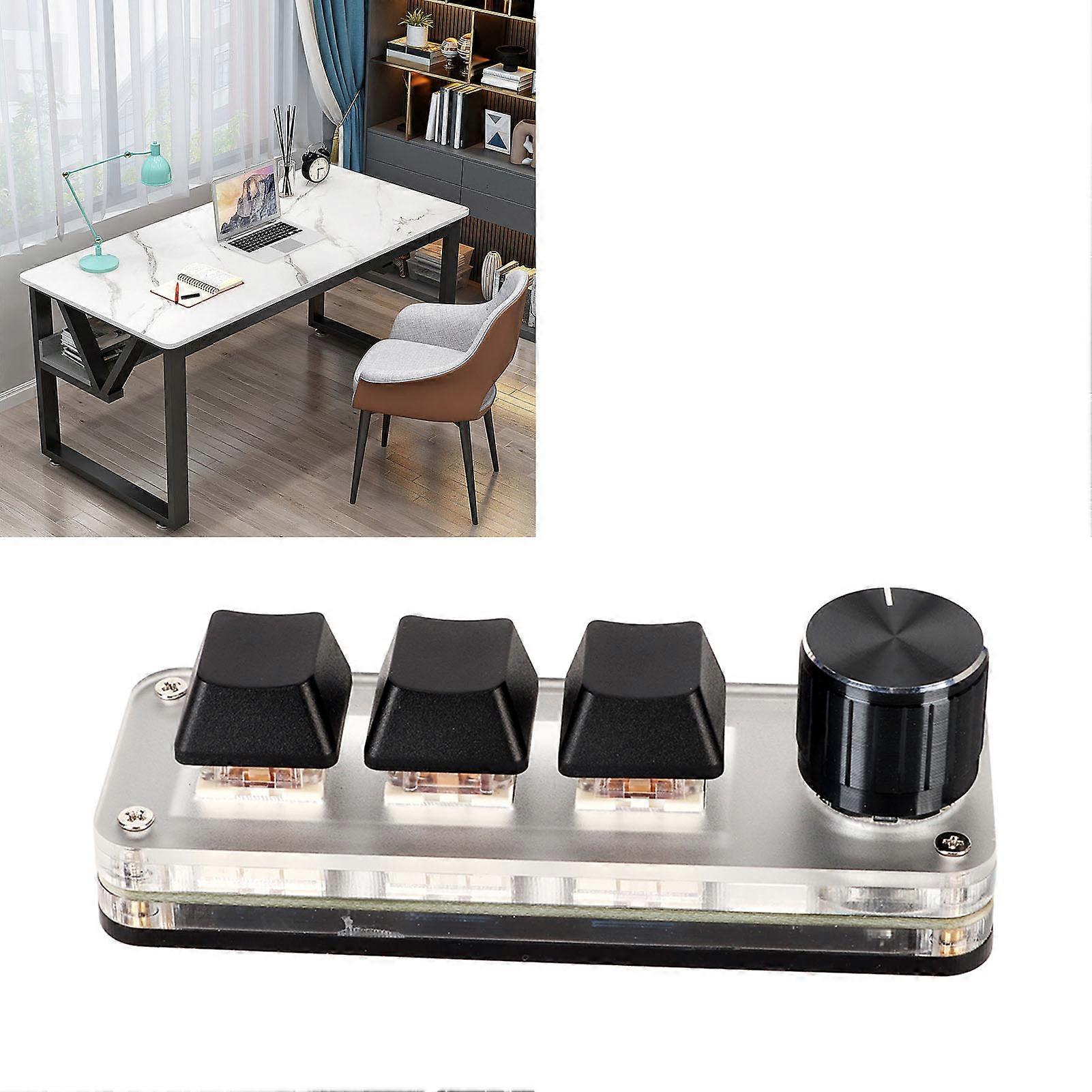 Red Switch Macro Keyboard Plug and Play Ergonomic Customized Knobs USB Mini Keypad for Desktop PC 3 Keys 1 Knob 
