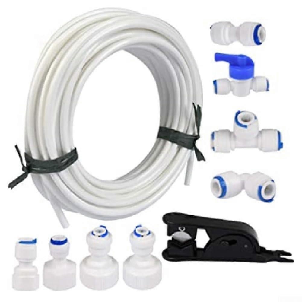 9piece water inlet pipe connection set, 20 m refrigerator hose, RO water filter faucet, 6.3 mm, straight connector