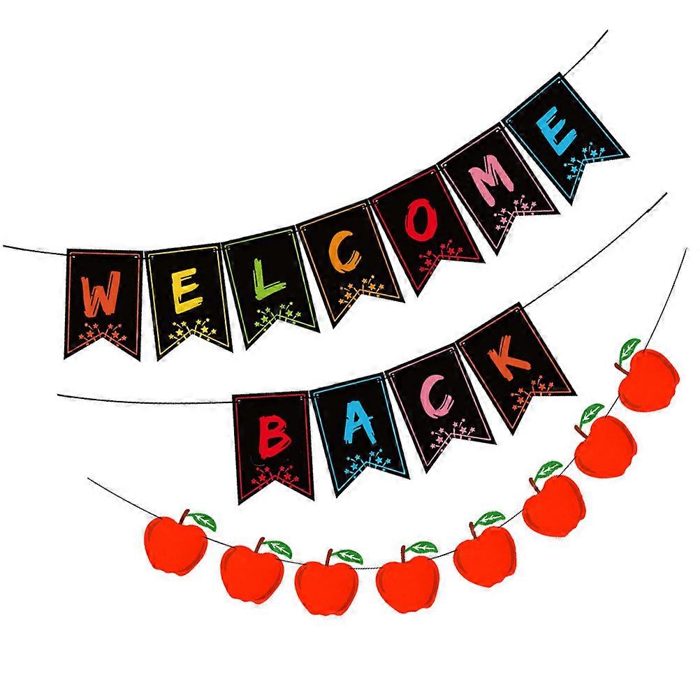 Welcome Back Banner Set of 2 for Party School Class Decor Assorted Color Paper