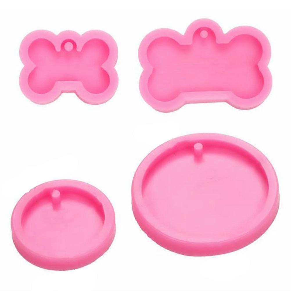 Bone Shape Silicone Mold For Decorating Cakes Suitable For Baking Gifting Purpose 7.50X7.50X1.00CM Rosy 4Pcs