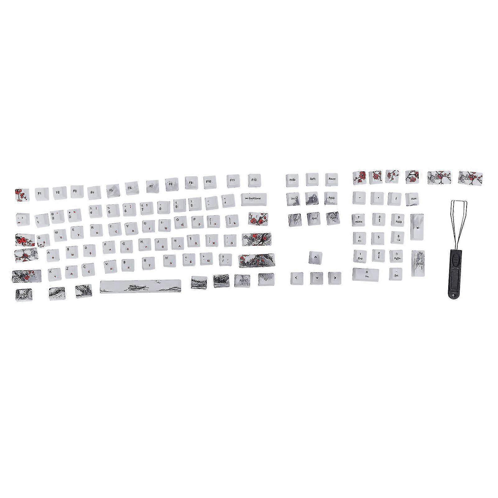 PBT Keycaps Set for Mechanical & Optical Keyboards - 110 5-Sided Sublimation Keyboard Caps in English & Russian Layouts