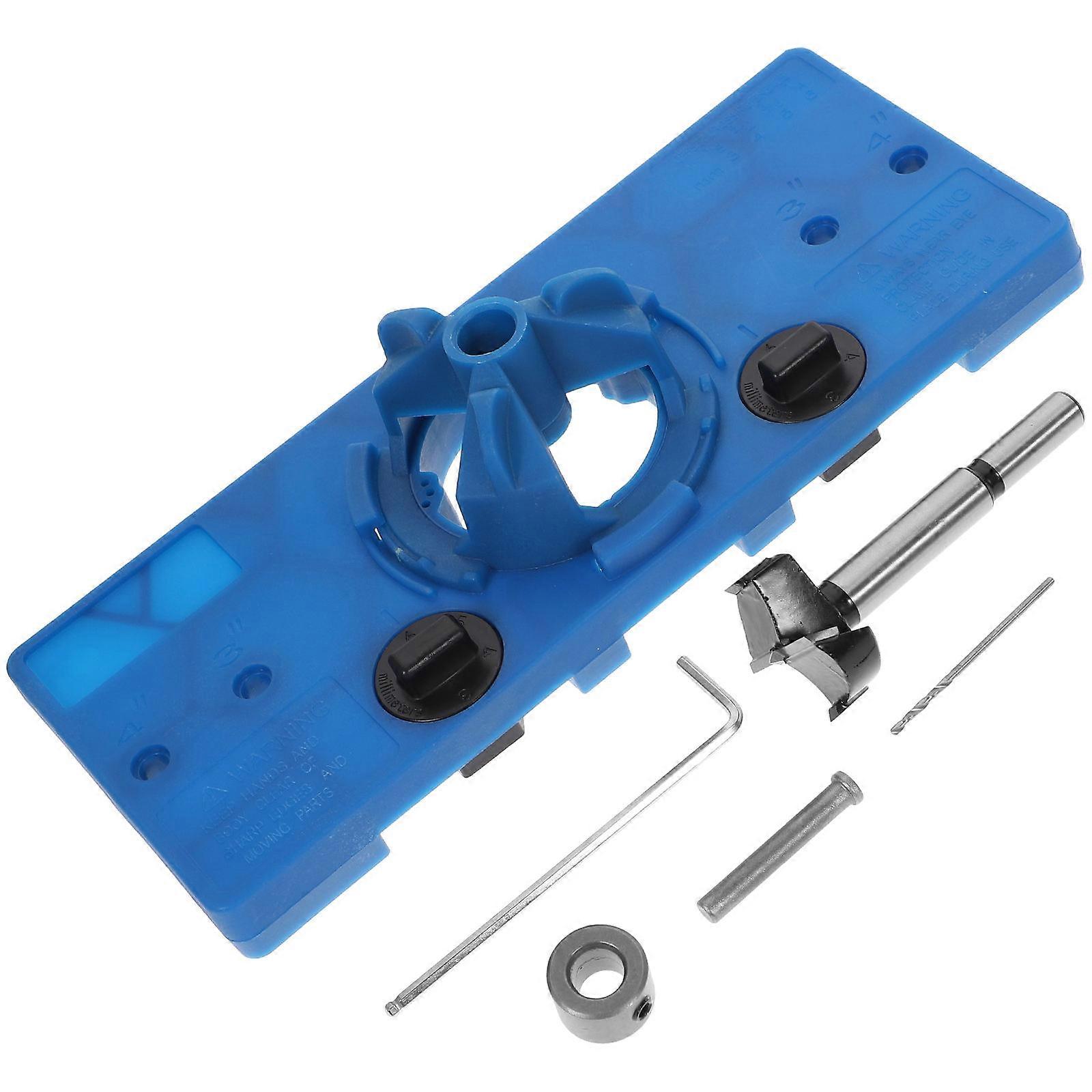 Cabinet Hinge Jig with Hole Guide for Accurate Drilling 1 Set Blue ABS Steel for Home Use