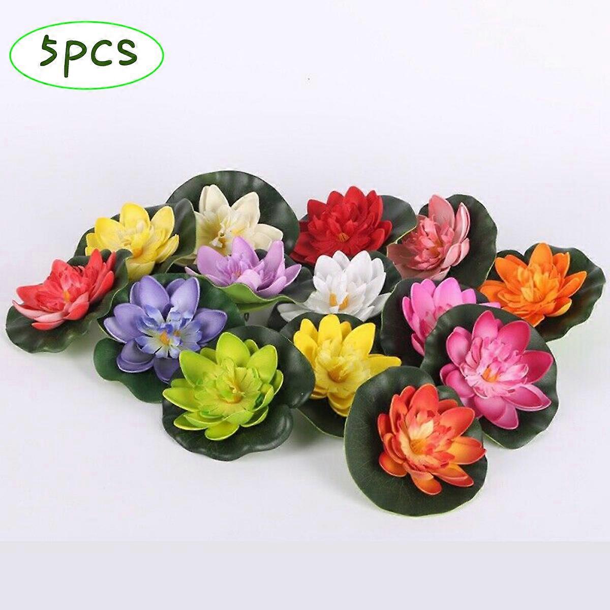 5Pcs/Set Colorful Artificial Fake Floating for Water Lily Flower Lotus Leaf Pond Garden Plants Swimming Pool Decor Garden Plants