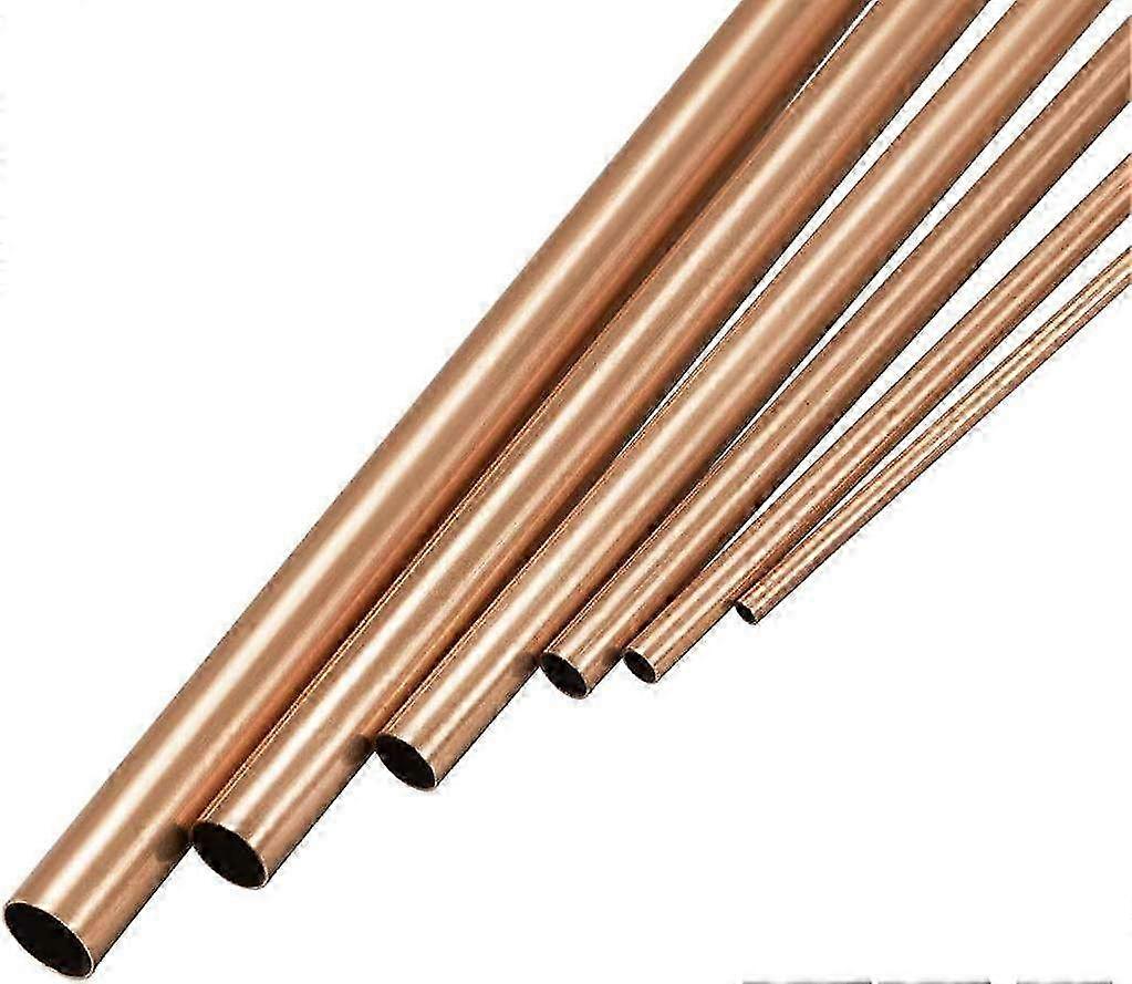 أنابيب نحاسية مستديرة غير ملحومة 2 مم 3 مم 4 مم 5 مم 6 مم 7 مم OD بسمك جدار 0.5 مم ، طول 300 مم ، حزمة من 6 لأعمال DIY والإصلاح