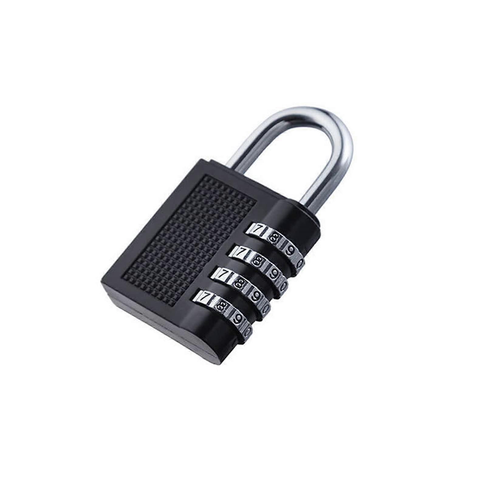 Combination Padlock 4-Digit Code Lock, Zinc Alloy Security Lock for Storage Lockers, Black Color