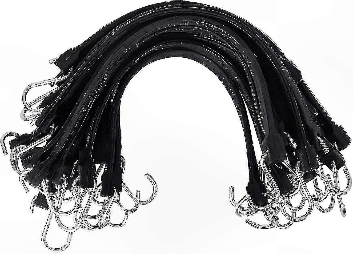 20-Pack Adjustable Elastic Cords with Hooks for Tarp and Canvas Securing, Durable EPDM Rubber Straps