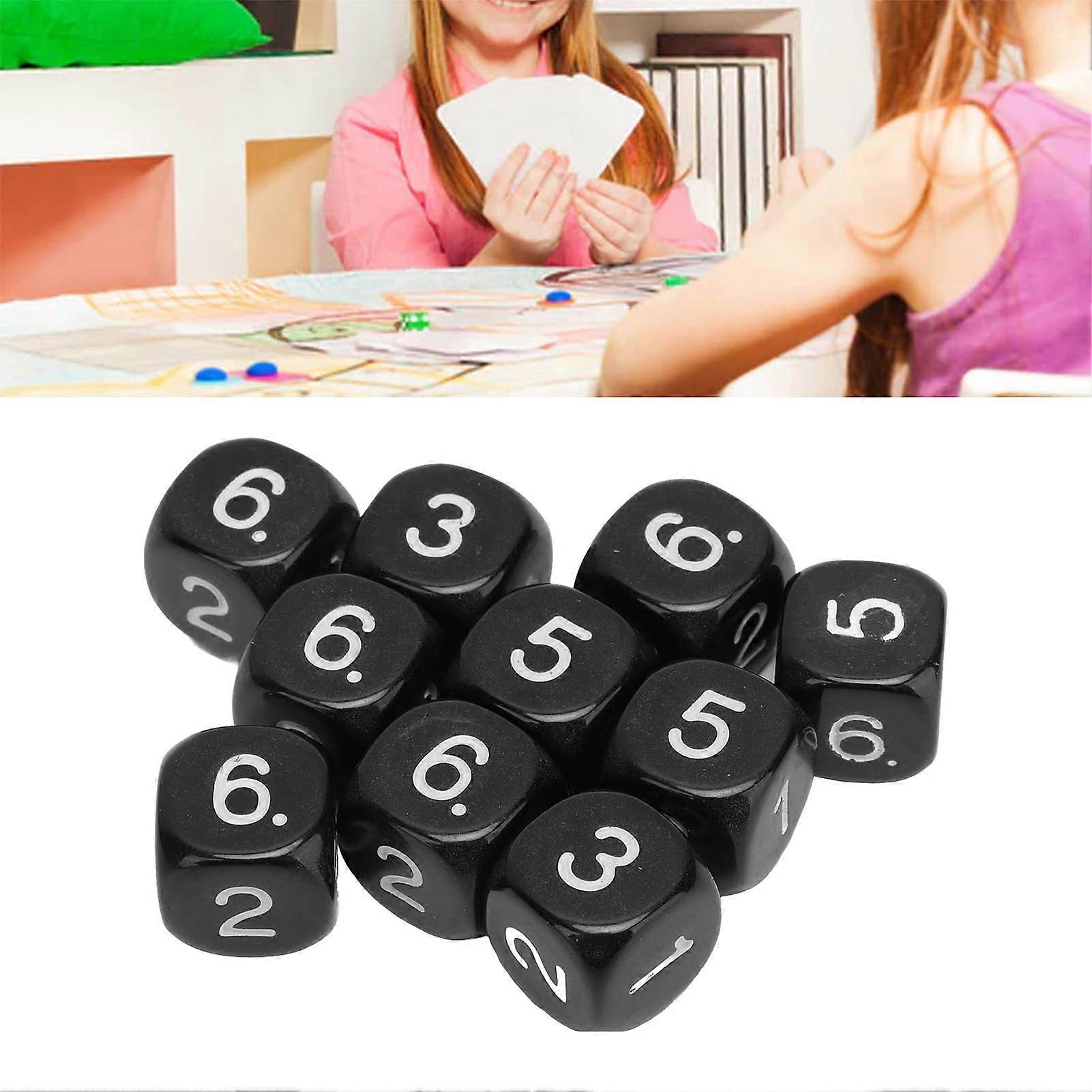 20PCS 6 Sided Number Dice Plastic 16mm Round Corner Polyhedral Dice Set for Numeral Teaching Board Games Black 