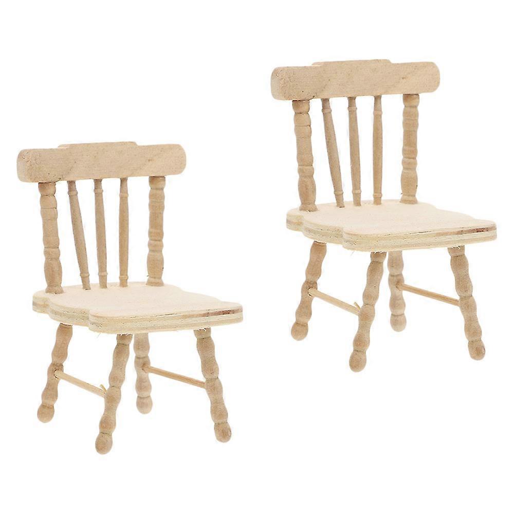 Mini House Chairs for Decoration Light Brown Plastic Models with Fine Workmanship 2 Pieces