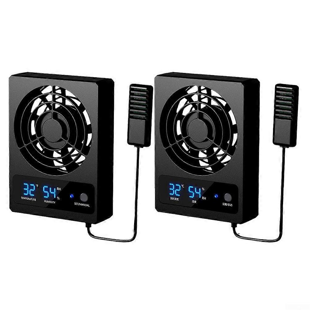 Improves air circulation and comfort with fans for reptile enclosures (Fahrenheit).