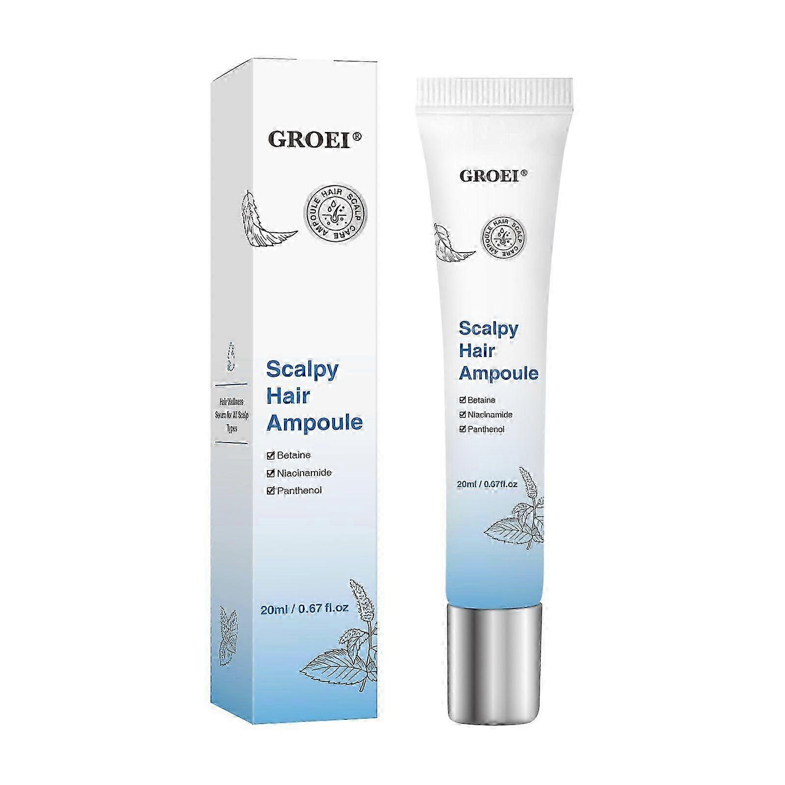Scalp Cooling Hair Ampoule, Scalp Serum & Hair Growth Serum for Men & Women Top-of-Head Protector with Roller, Non-Greasy, Improves Shine & Cleans, 2