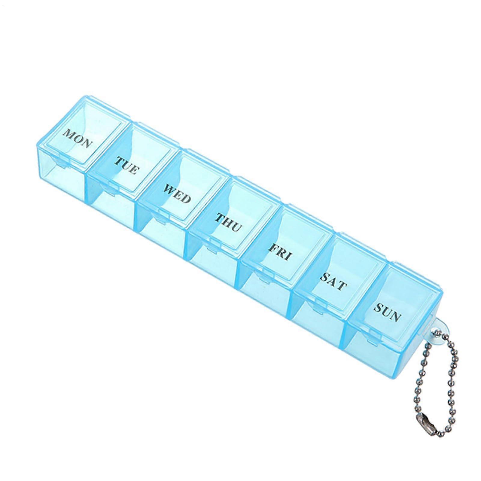 Transparent 7day pill organizer, practical for daily use, stylish, dustproof pill box – Clear Blue