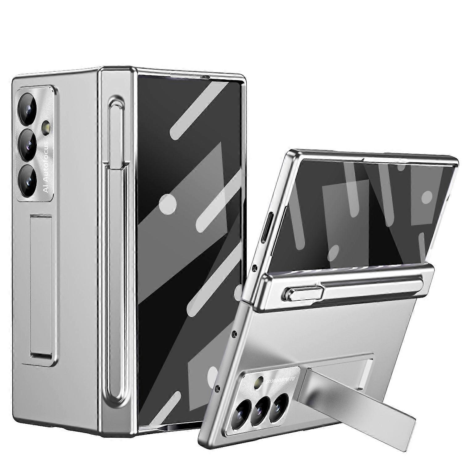 For Samsung Galaxy Z Fold7 5G Case Stand Pen Holder & Pen Silver