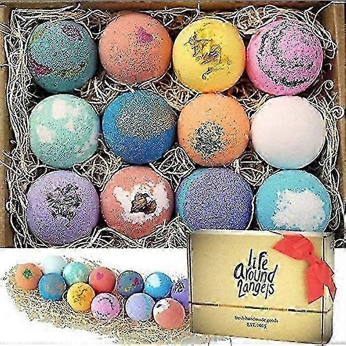 12 Handcrafted Bath Bombs Gift Set - Shea & Coco Butter for Dry Skin, Perfect Spa & Relaxa