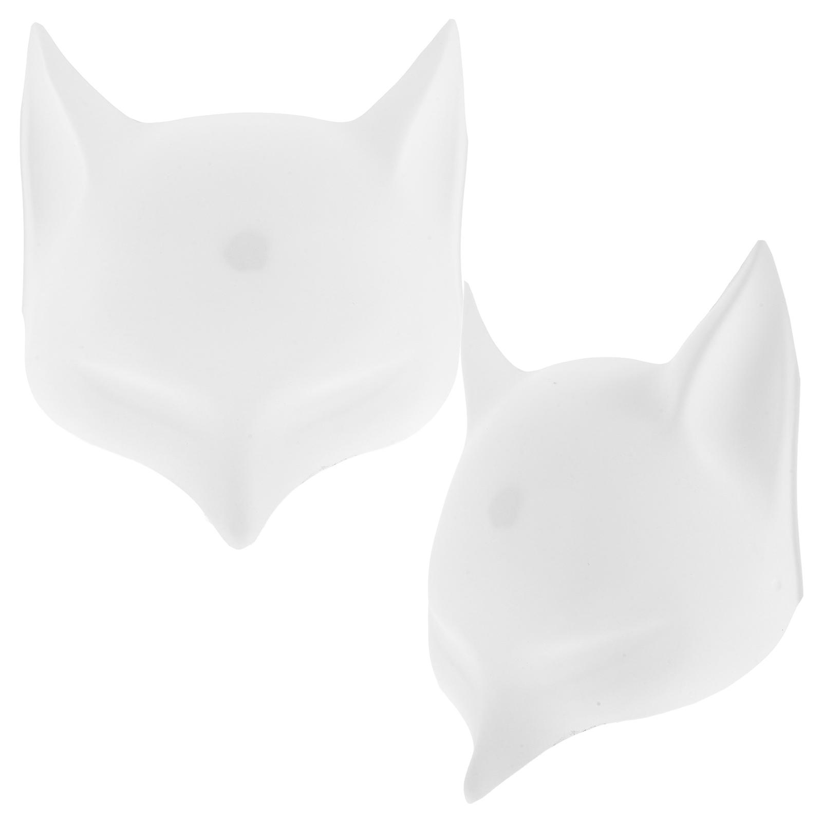 White Plastic Fox Mask Set   2pcs Blank Matte Half Face Masks for Cosplay, Halloween & Masquerade with Unique Design and Comfortable Fit