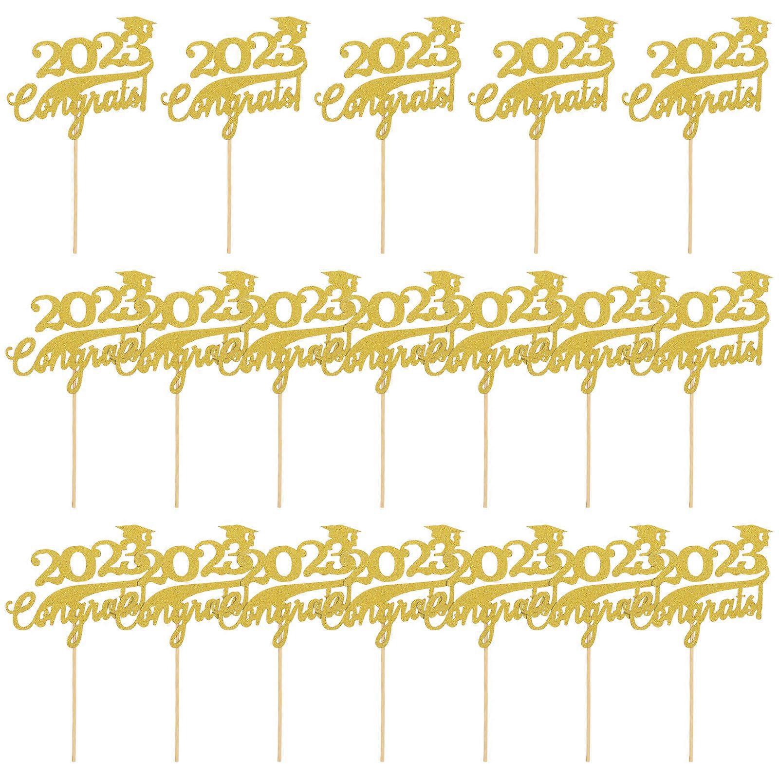 Graduation Cake Topper Decoration 25Pcs Decorative Paper Picks Appetizers 3.3X2.4X0.1In For Party Hosts And Bakers
