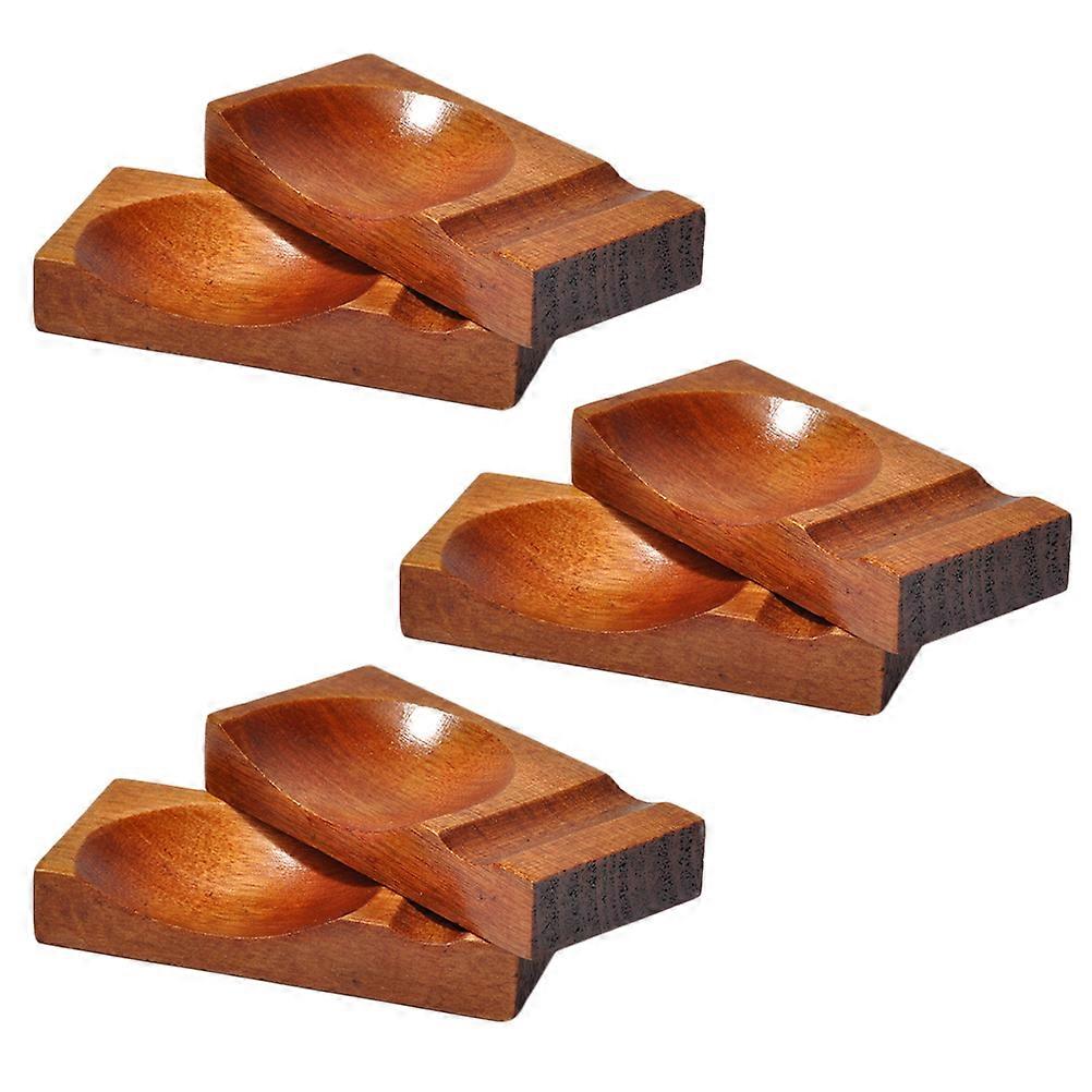 Chocolate Synthetic Chopstick Holder with Spoon Rest Practical Table Decoration for Banquet Dining 6 Pcs
