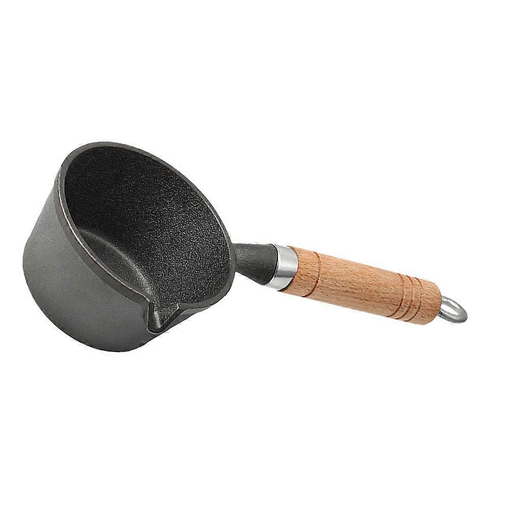 Wooden Handle Melting Pot for Home Black Color Excellent Details Space-saving Design 7.5 Inch