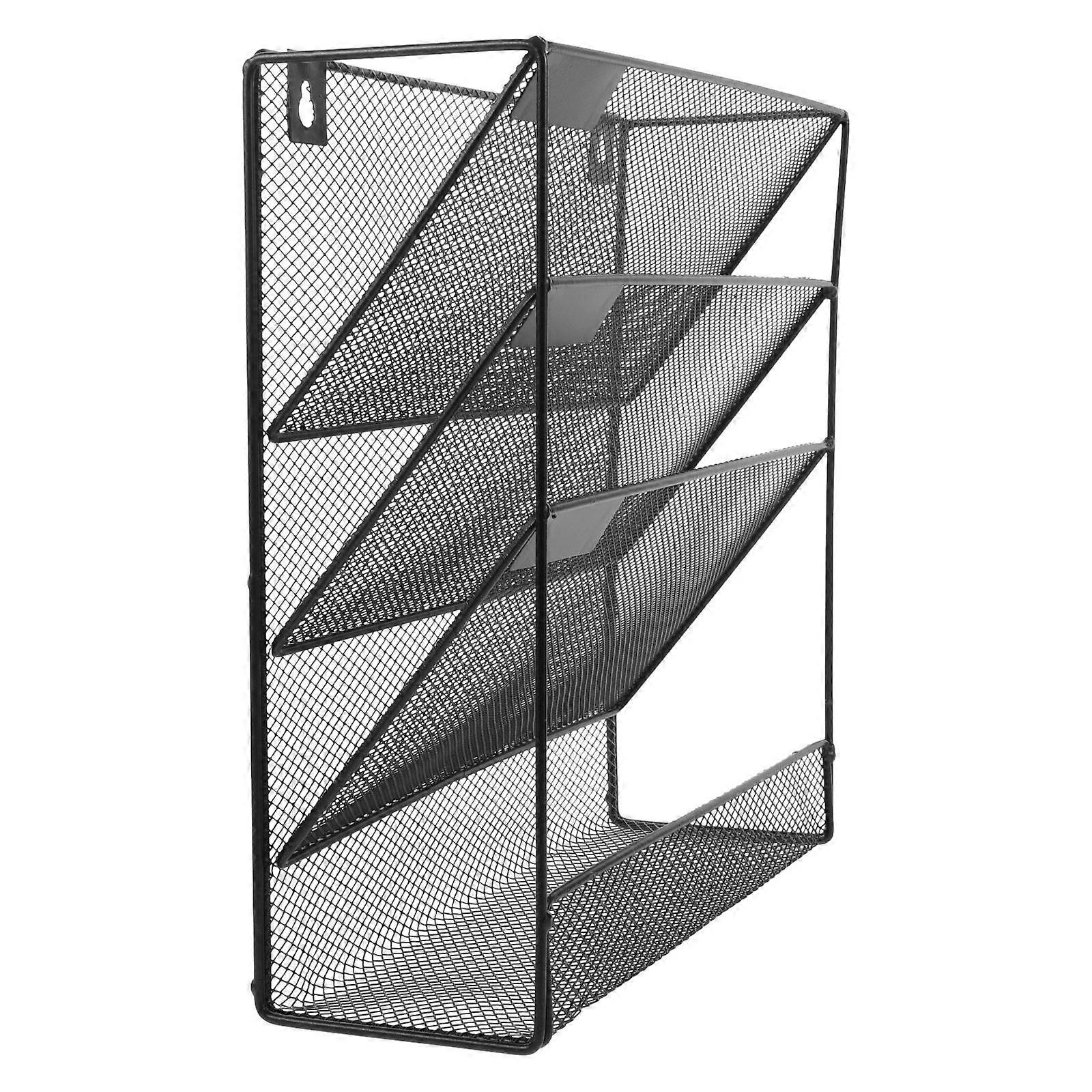 Multi-Use Document Rack Wall Mounted File Storage Space Saving For Professionals 12.8×12.2×3.9in Iron 1Pcs