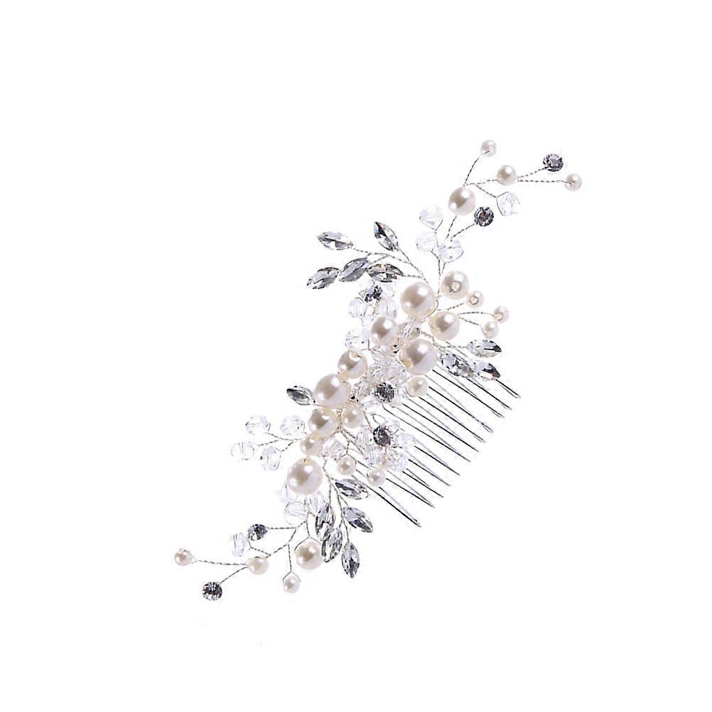 Comb Shape Pearl Hair Comb Headpiece Ideal For Women At Weddings And Special Events 1Pack