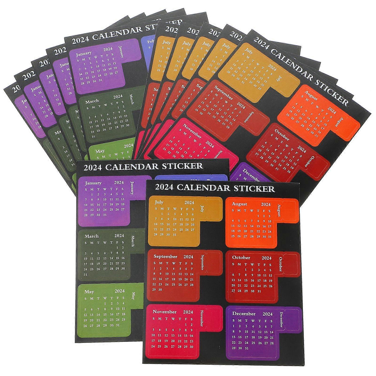 12 Sheets of Calendar Stickers 2024 Schedule Calendar Stickers Monthly Calendar Stickers Sticky Tabs