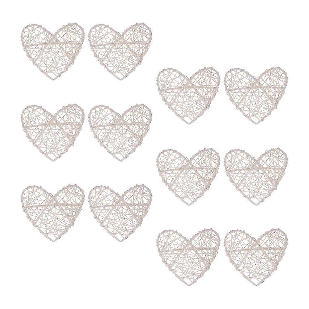 Heart Hanging Decorations In Rattan Weaving Style Perfect For Home Parties With 16X16CM Size Available In 12Pcs Quantity