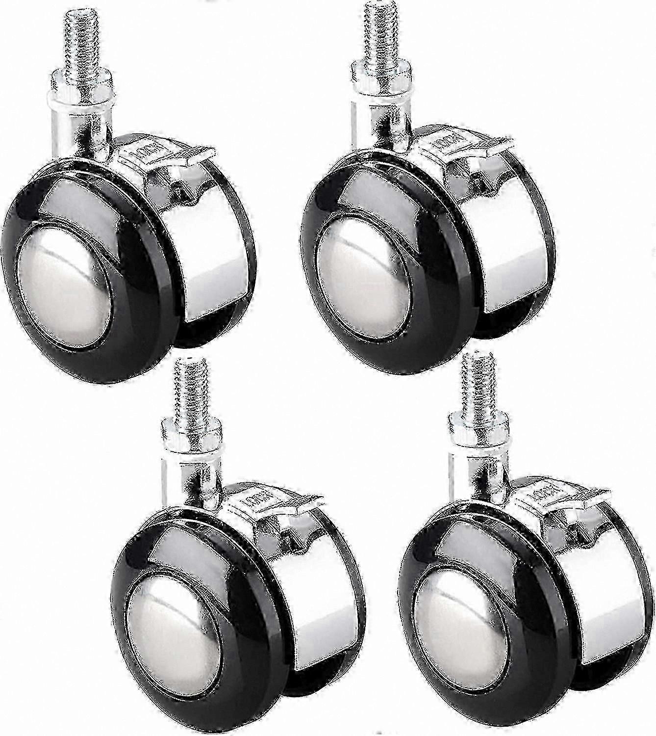 Furniture Swivel Casters, 4-Pack M6/M8 Threaded Zinc Alloy Wheels with Brakes for Cabinets and Tables